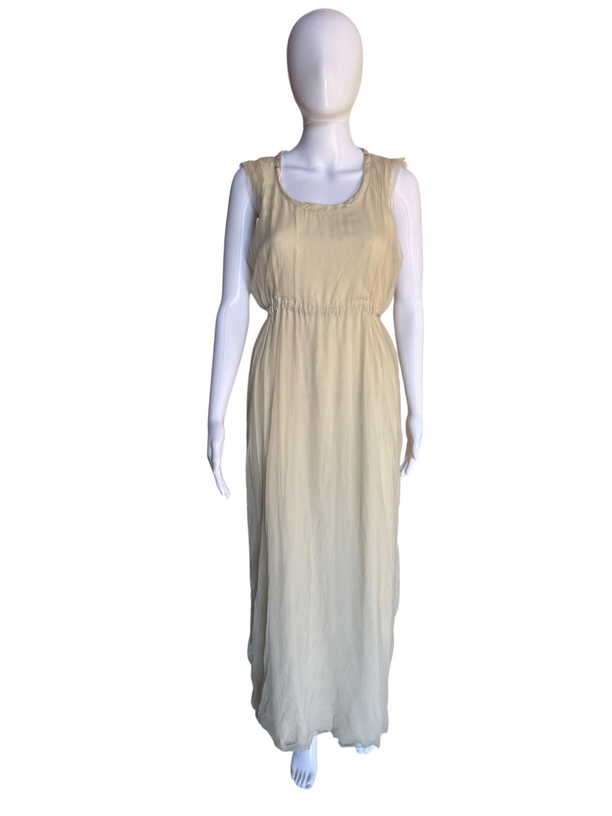 COMME des GARÇONS Ecru Tulle Layered Sleeveless Dress Long Maxi Made in Japan