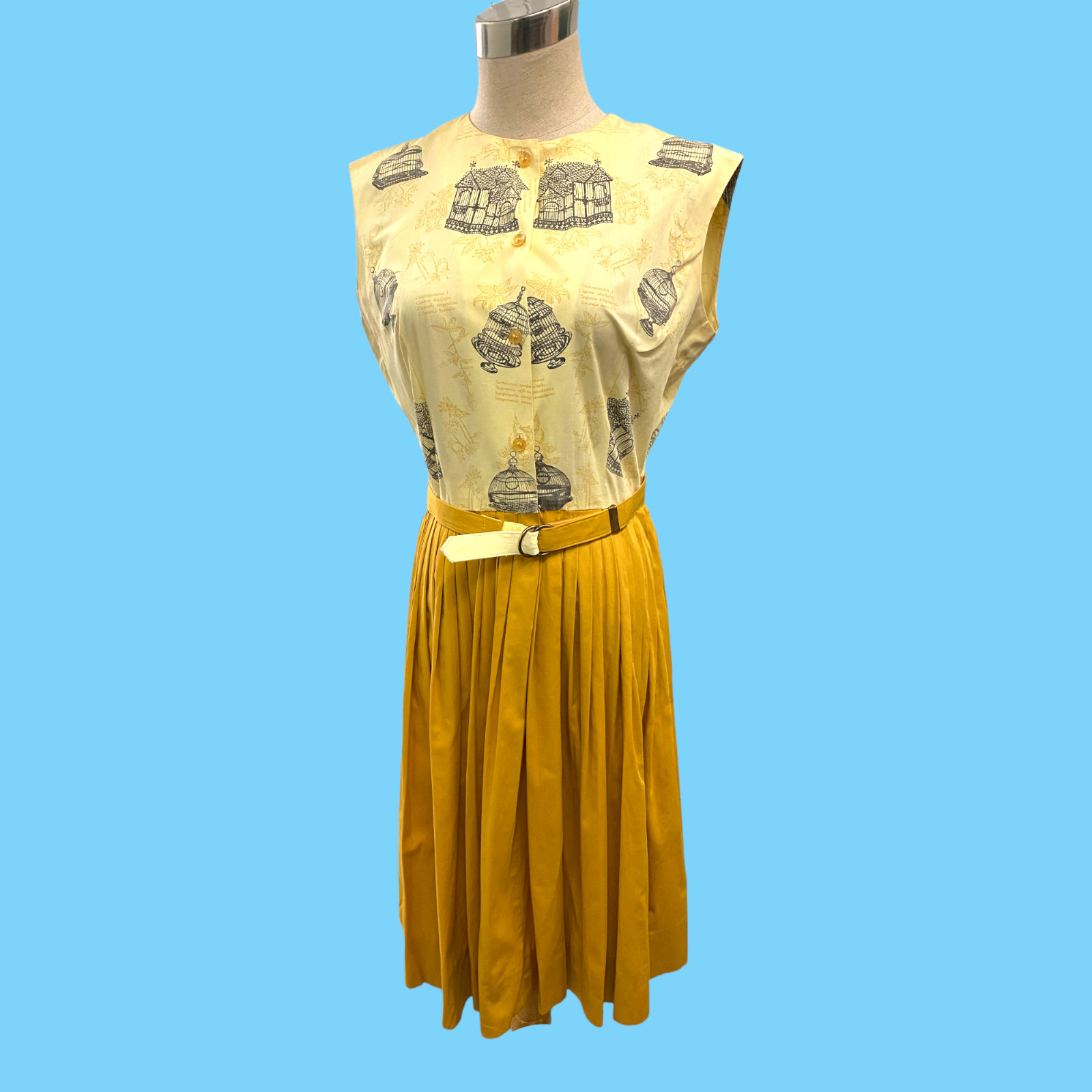 Vintage 1950s  » Collectors Item » Two Tone Yellow Summer Cotton Dress Sz 13-14