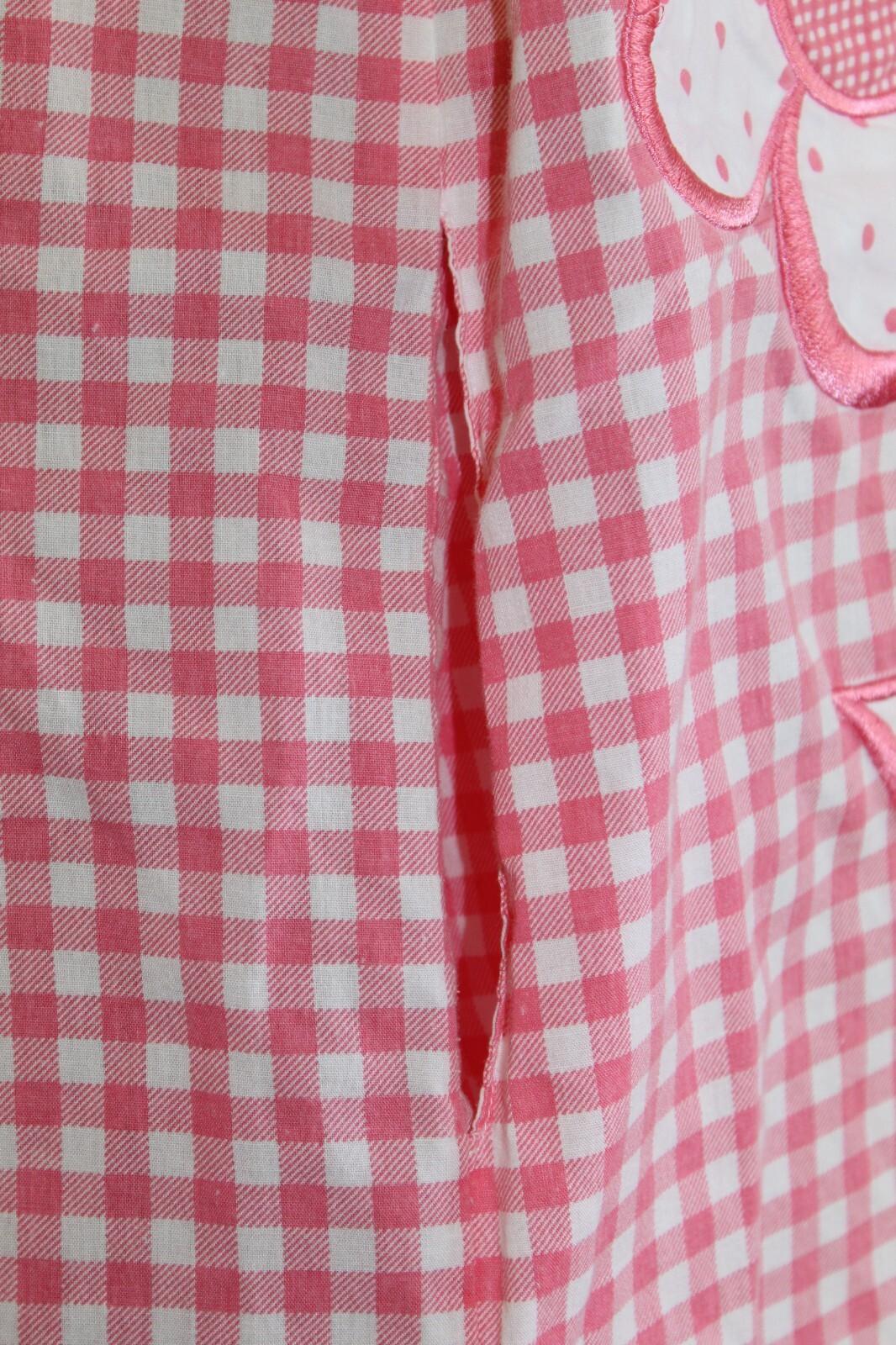 Vintage Pink/White Cotton Gingham Plaid Pearl Snap Flower House Dress Women&rsquo;s M