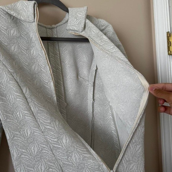 Vintage 60s silver metallic mini dress babydoll gray collar short mod