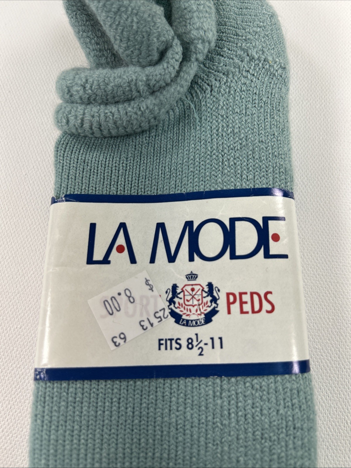 VTG Socks « LA Mode » Acrylic Blend Mint Sports Low Cut Ankle Size 8-11 80s 90s.