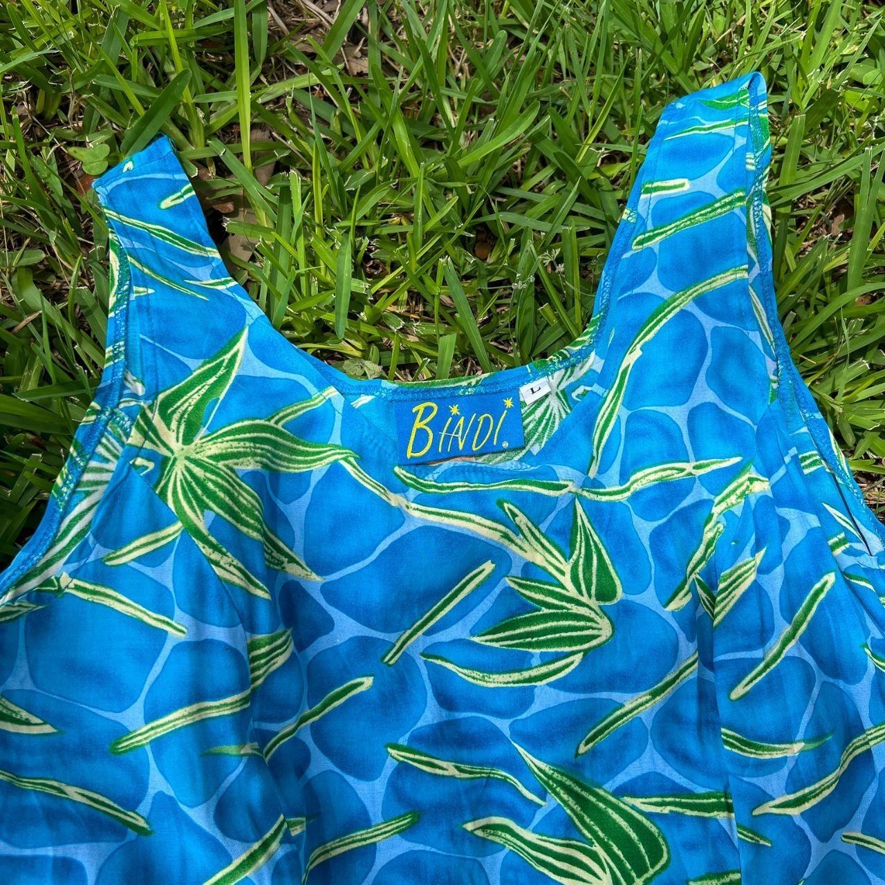 BINDI | Vintage 1990s Summer Rayon Tropical Poolside Mini Dress w Tie Waist
