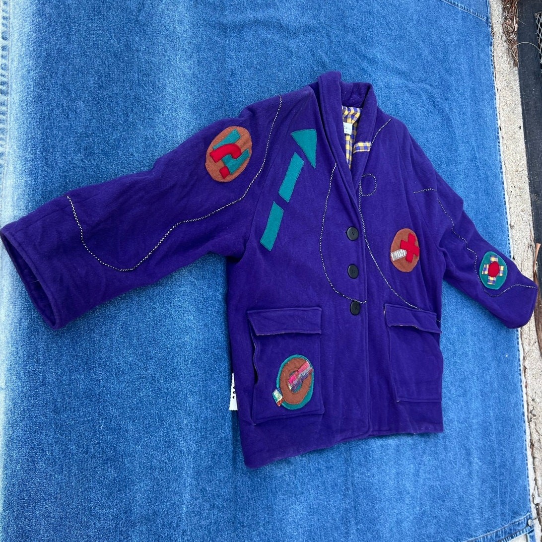 90s Canvasbacks abstract patchwork wool coat