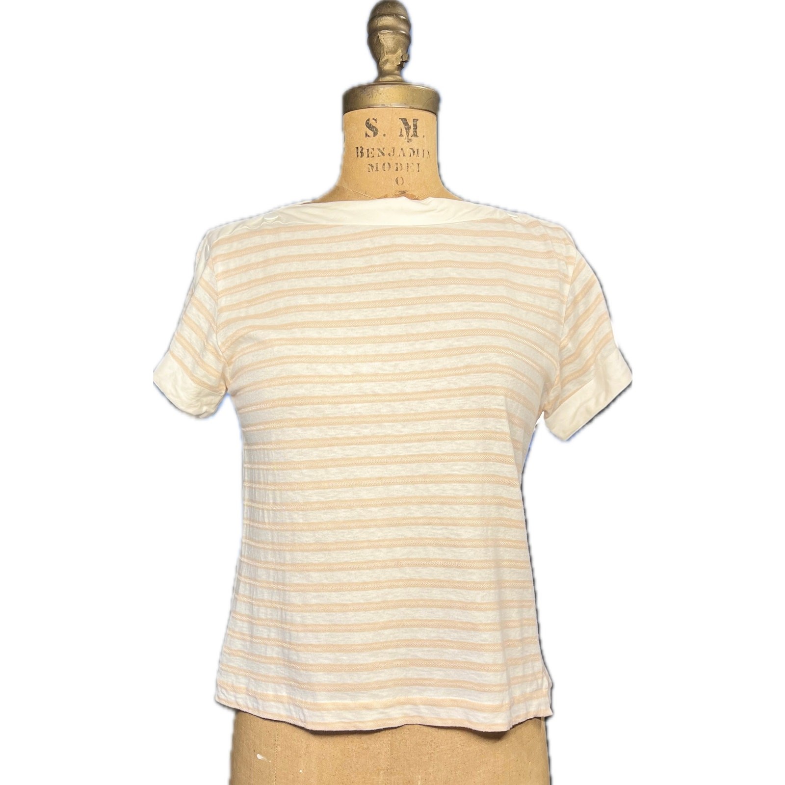 Vintage Courrèges Striped Shoulder Button Top – Made in France – 1970s