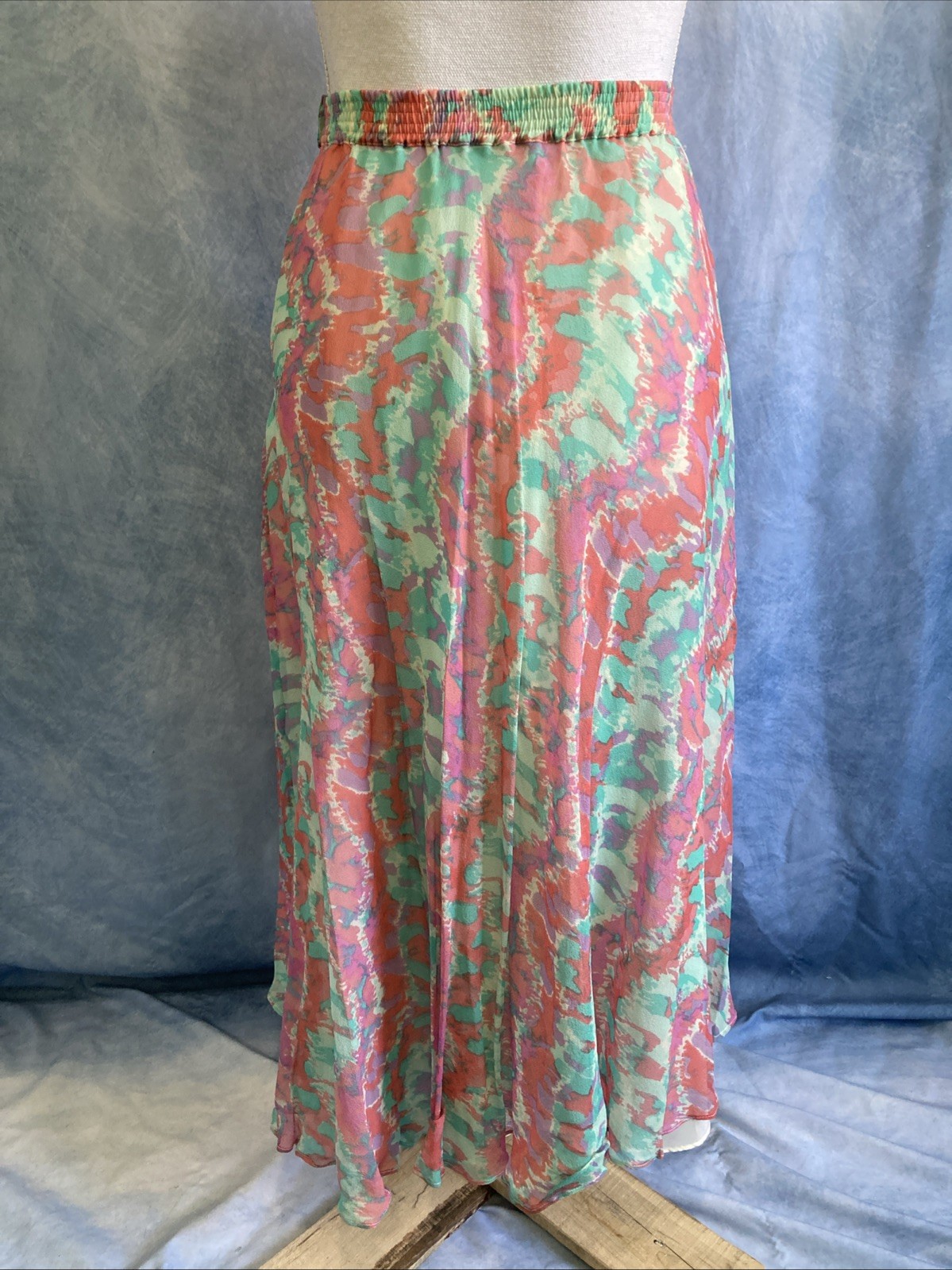 Vintage 80s Anne Crimmins Umi Collections 100% Silk Ikat Skirt Hong Kong Midi 4
