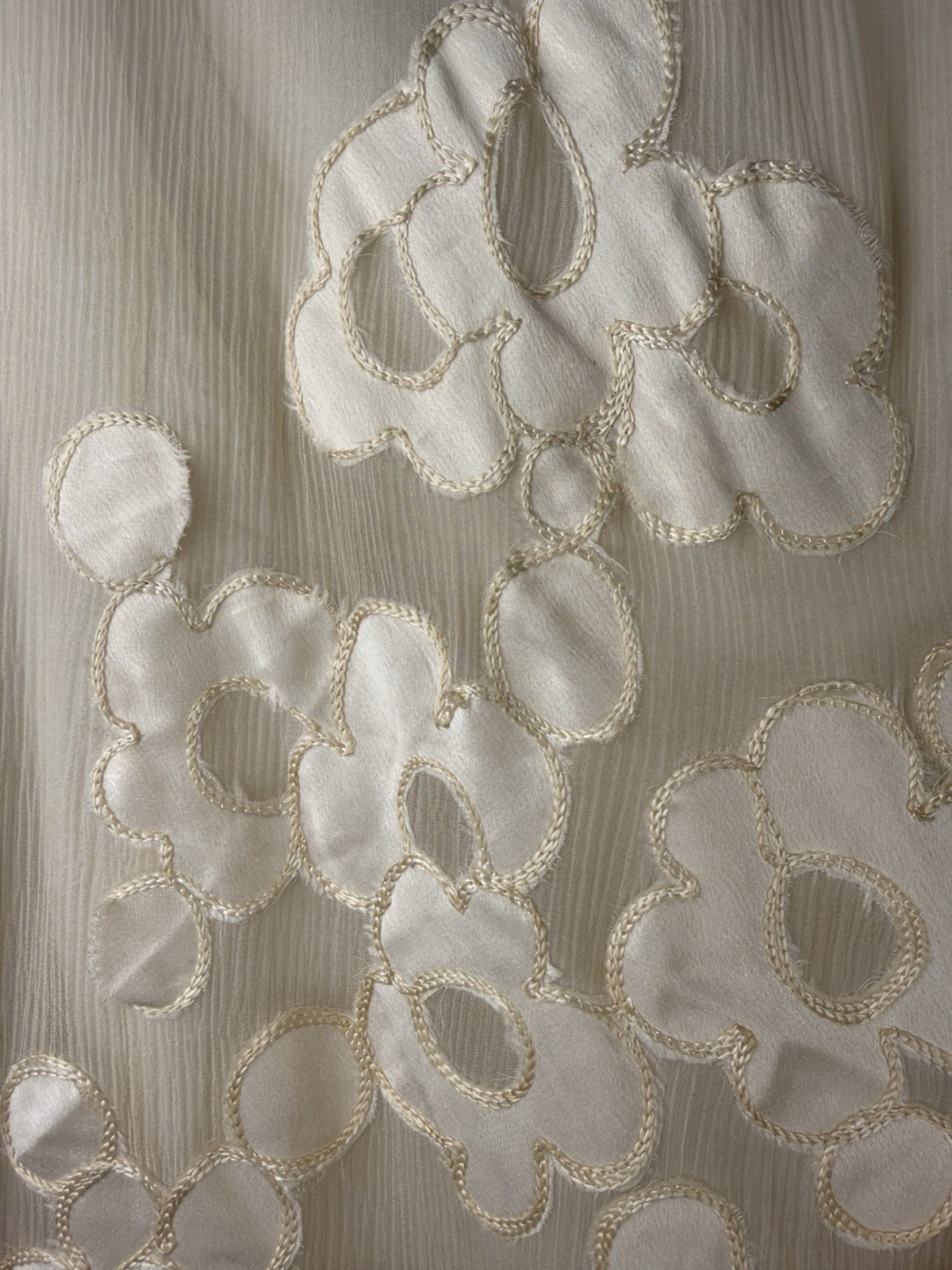 Vintage Antique 1920s Silk Flapper Wedding Dress Ivory Appliqué As-Is WOUNDED