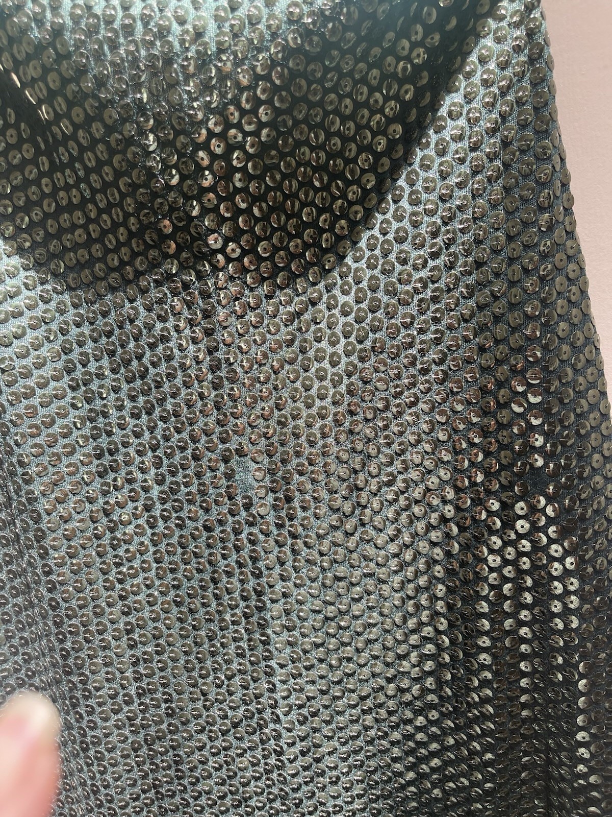 Vtg 70s Emerald Green Sequin Halter Maxi Dress ILGWU Union Made Disco Glam XS/S