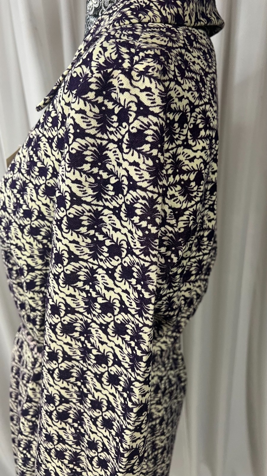 Dacron 70s 80s Polyester Shirtdress Midi Long Sleeve Patterned EU 44 L