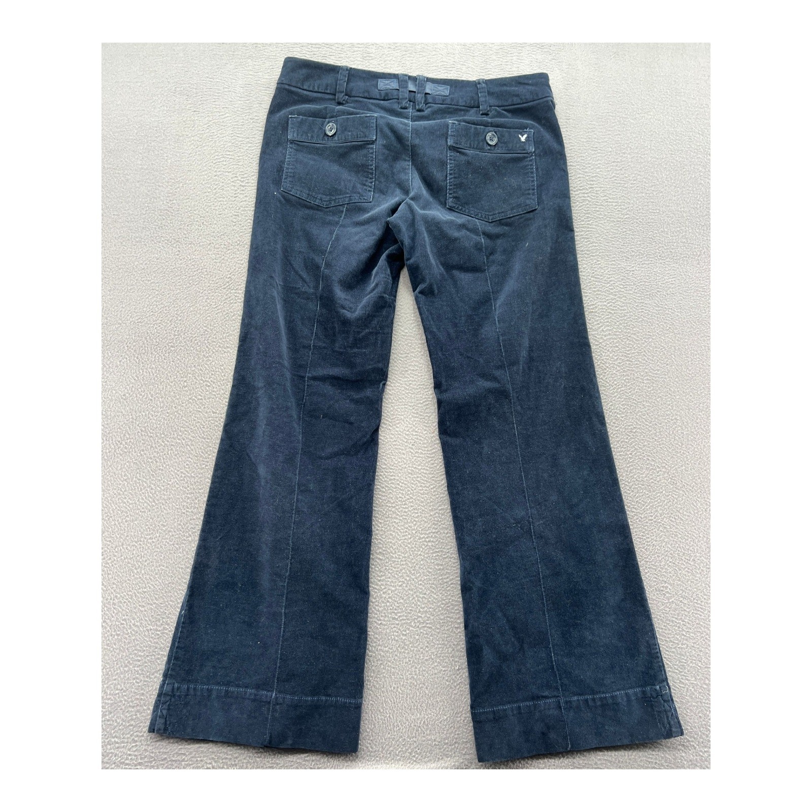 VTG American Eagle Pants Navy Blue Corduroy Wide Leg Button Fly Low Rise