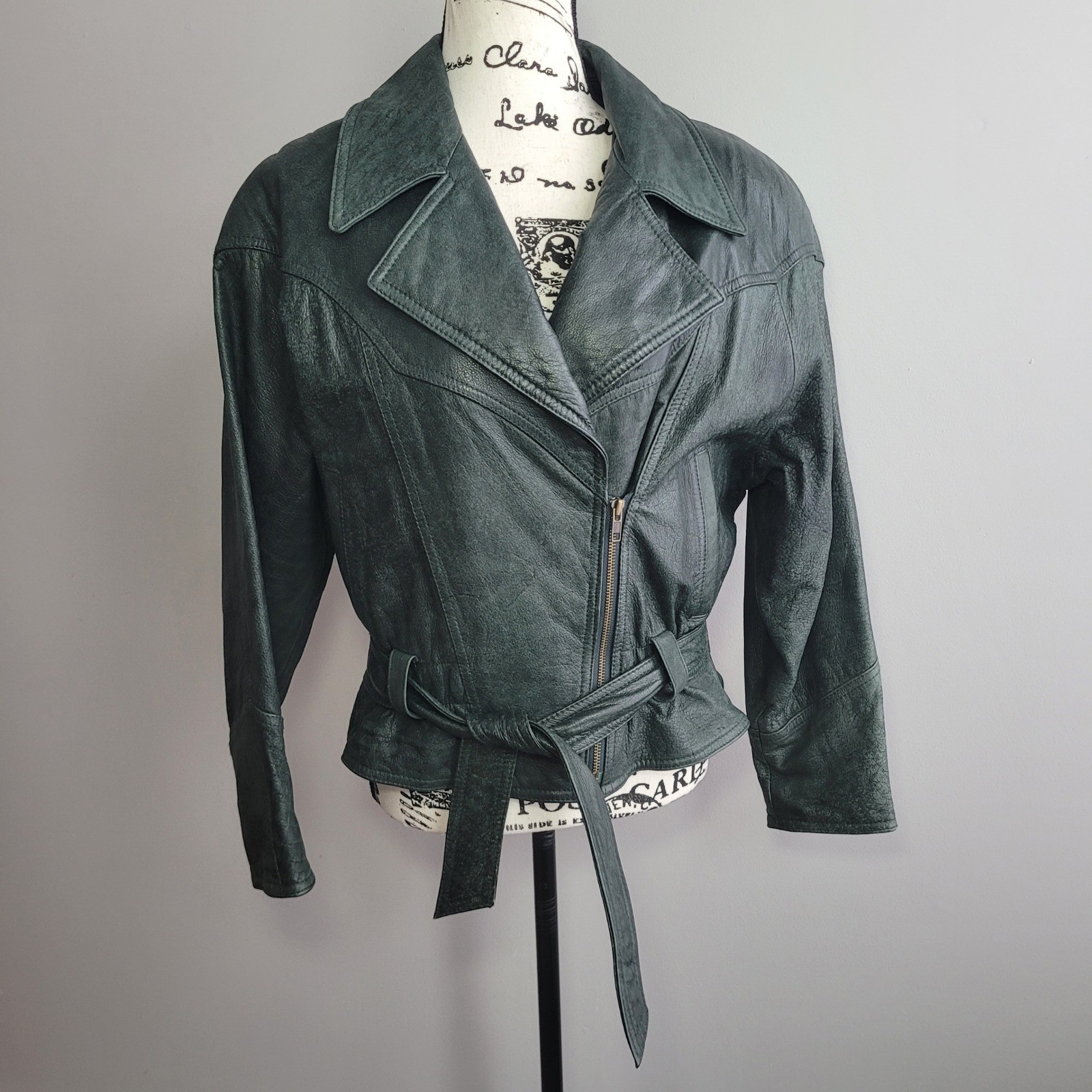 Vintage Adventure Bound Wilson&rsquo;s dark green leather bomber jacket thinsulate