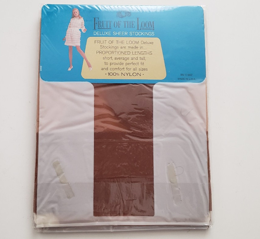 3 Vintage Pair Fruit Of The Loom Deluxe Sheer Mesh Stockings 10 Tall Blush