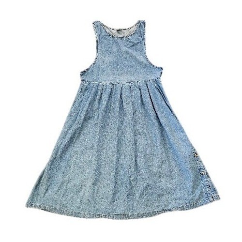 L.L. Bean Vintage Dress Women Size 20 Jumper Button Side Cottage Blue USA Denim