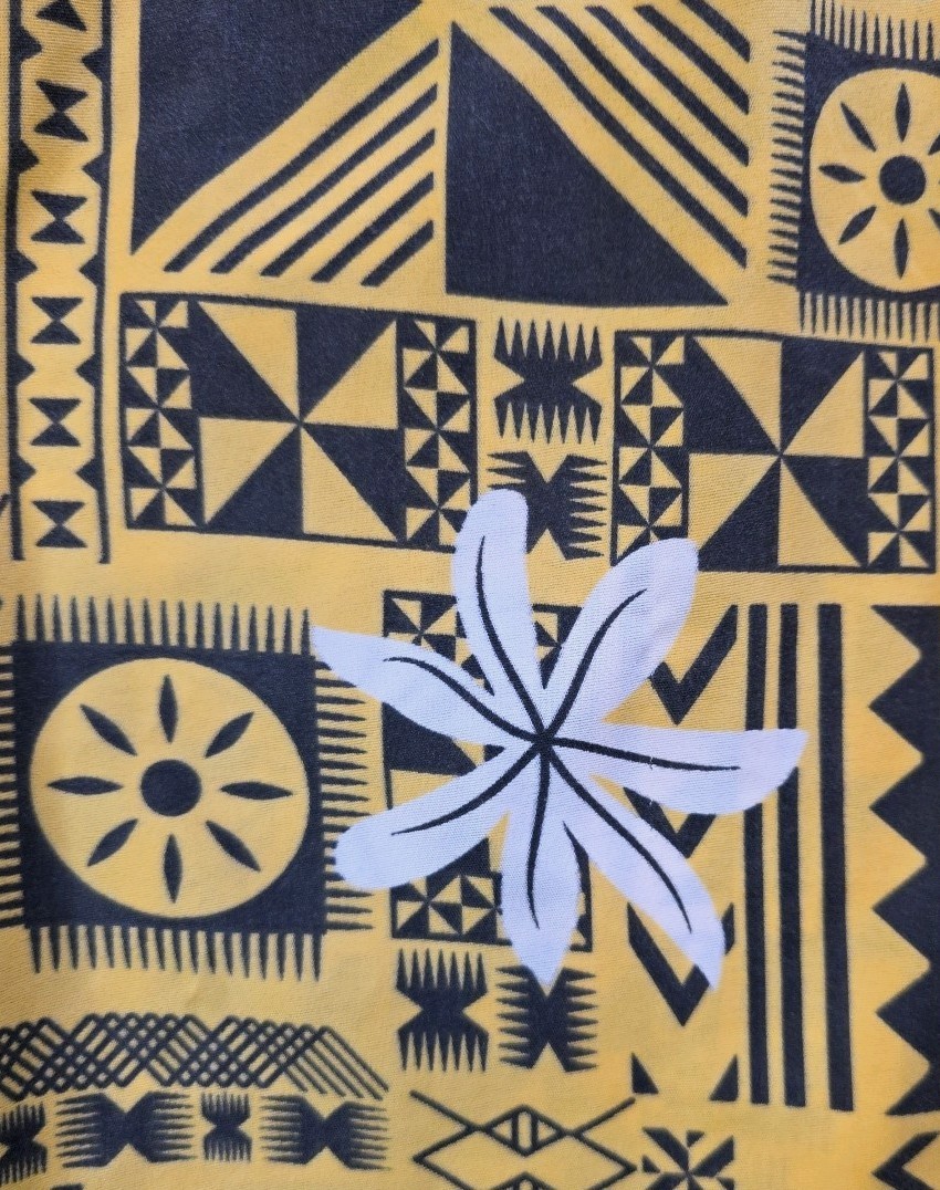Vintage Yellow & Black Handmade Hawaiian Style Dress