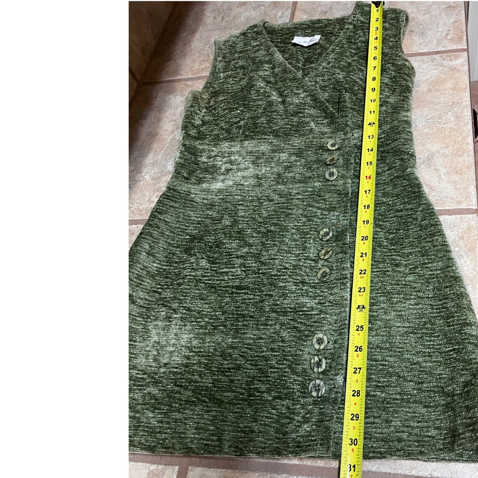 Vintage Jonathan Logan Green Textured Side Button Sleeveless Mini Dress Mod 11