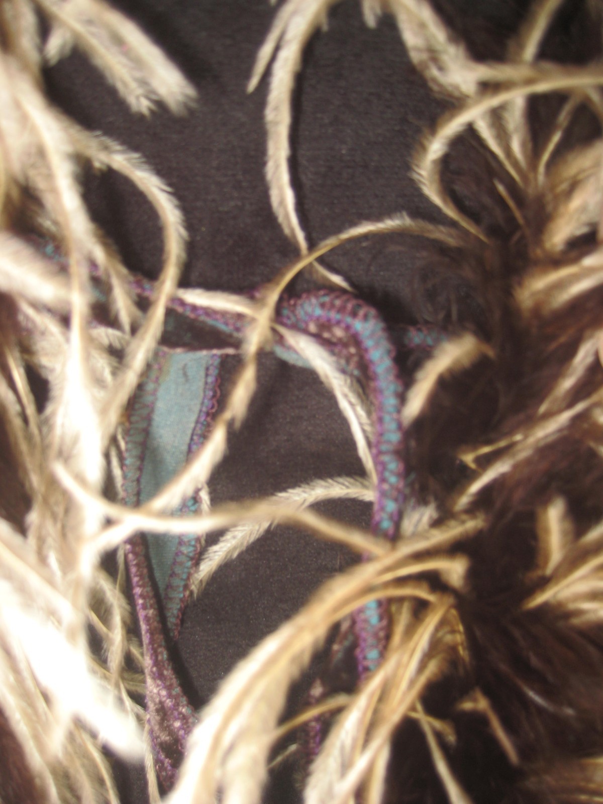 Vintage w/tag Mina Collection turquoise burnout kimono feathers sleeves wrap S/M