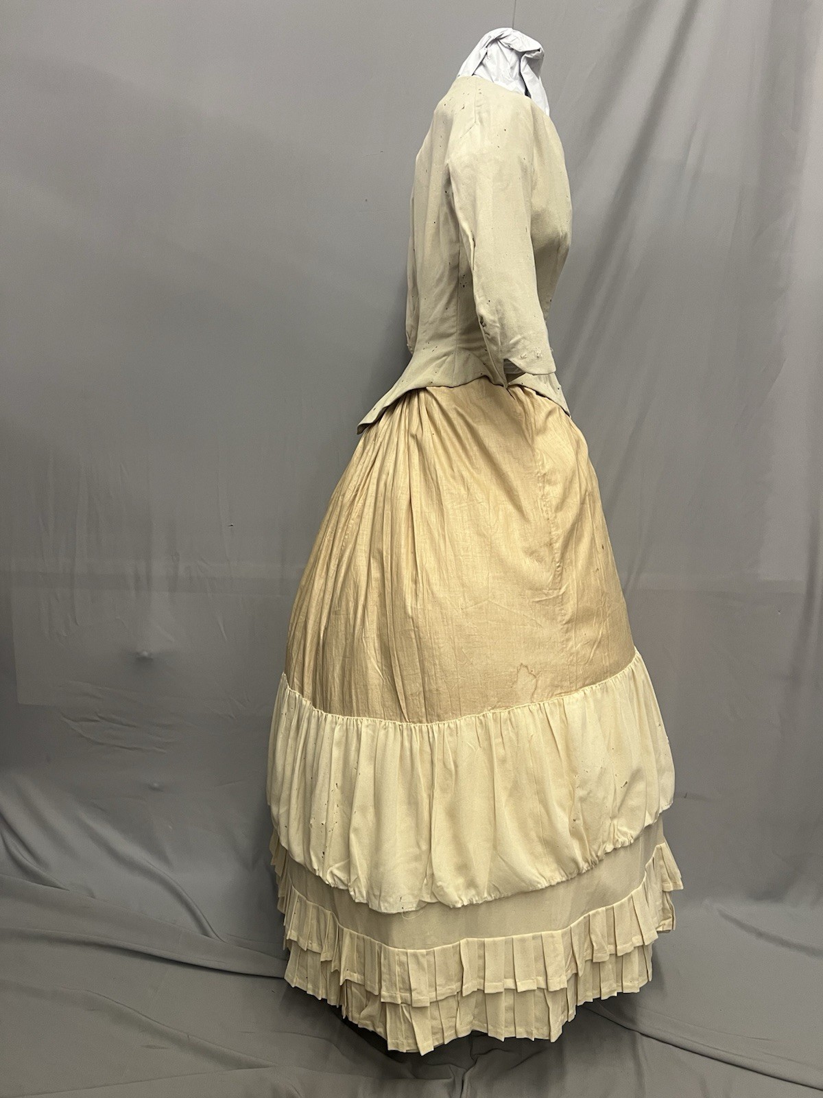1870’s Two Pc Ivory Wool Bustle Gown