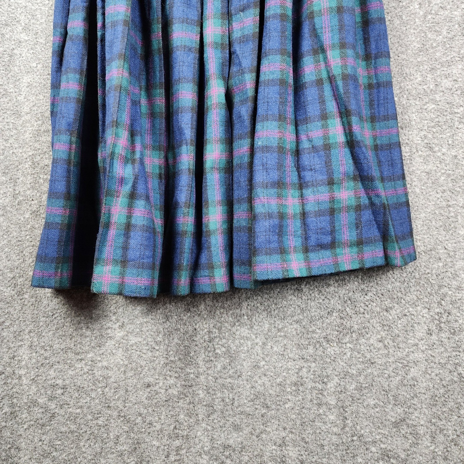 Pendleton Pleated Maxi Skirt Women 10 Blue Green Bailey Tartan Wool Vintage