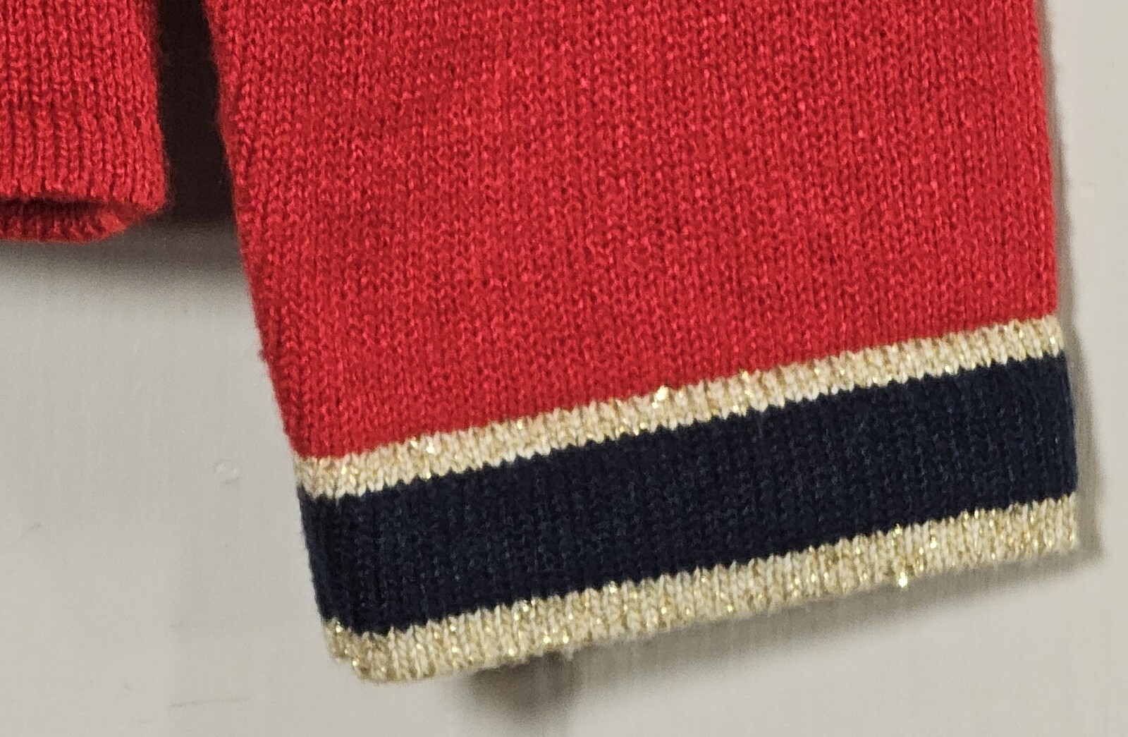 VTG Sweater Blazer Ami Knits Size 6 Red Gold Button X-mas Glam Mob Wife Holiday