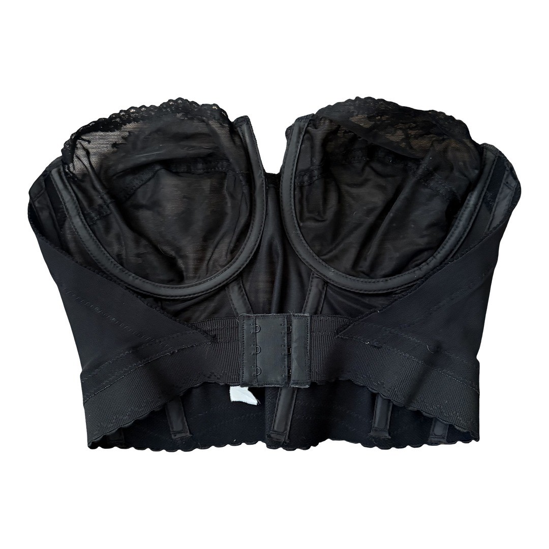 Backless by Young Smoothie Bra Corset Busier Black Lace Strapless Womens 34D
