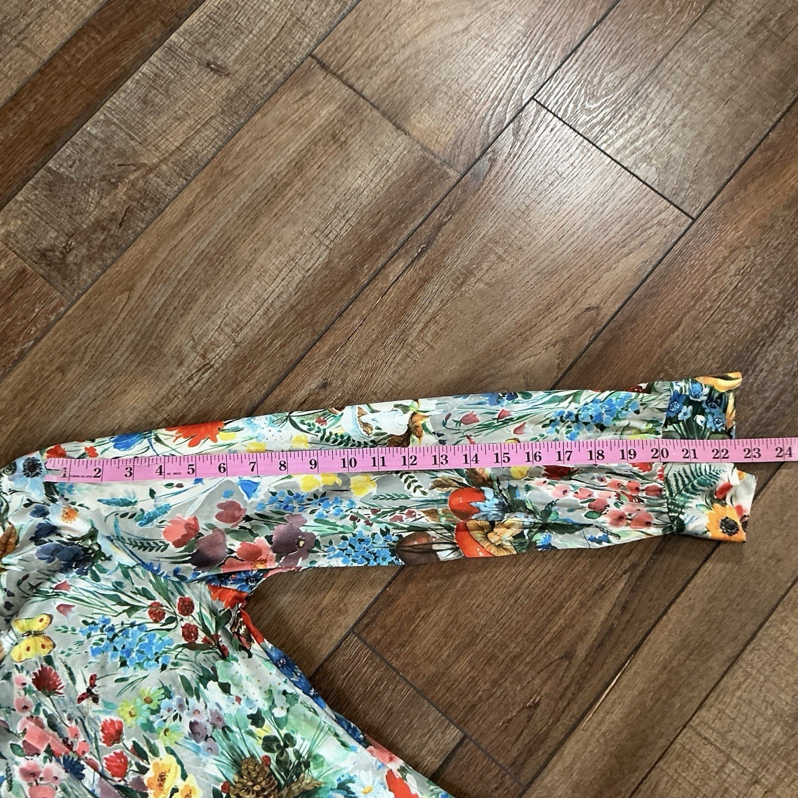 70s VTG Floral 2pc Set Blouse Skirt Size 14 Mushroom Butterfly Cottagecore #1D6
