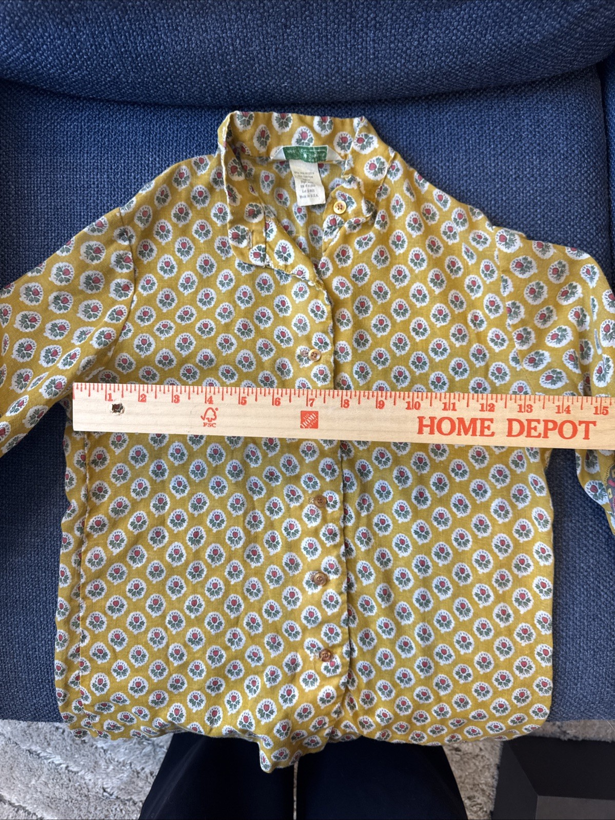 Vintage Sears JR Bazaar 35% Cotton Polyester Button-Down Shirt Size 7 (xs)