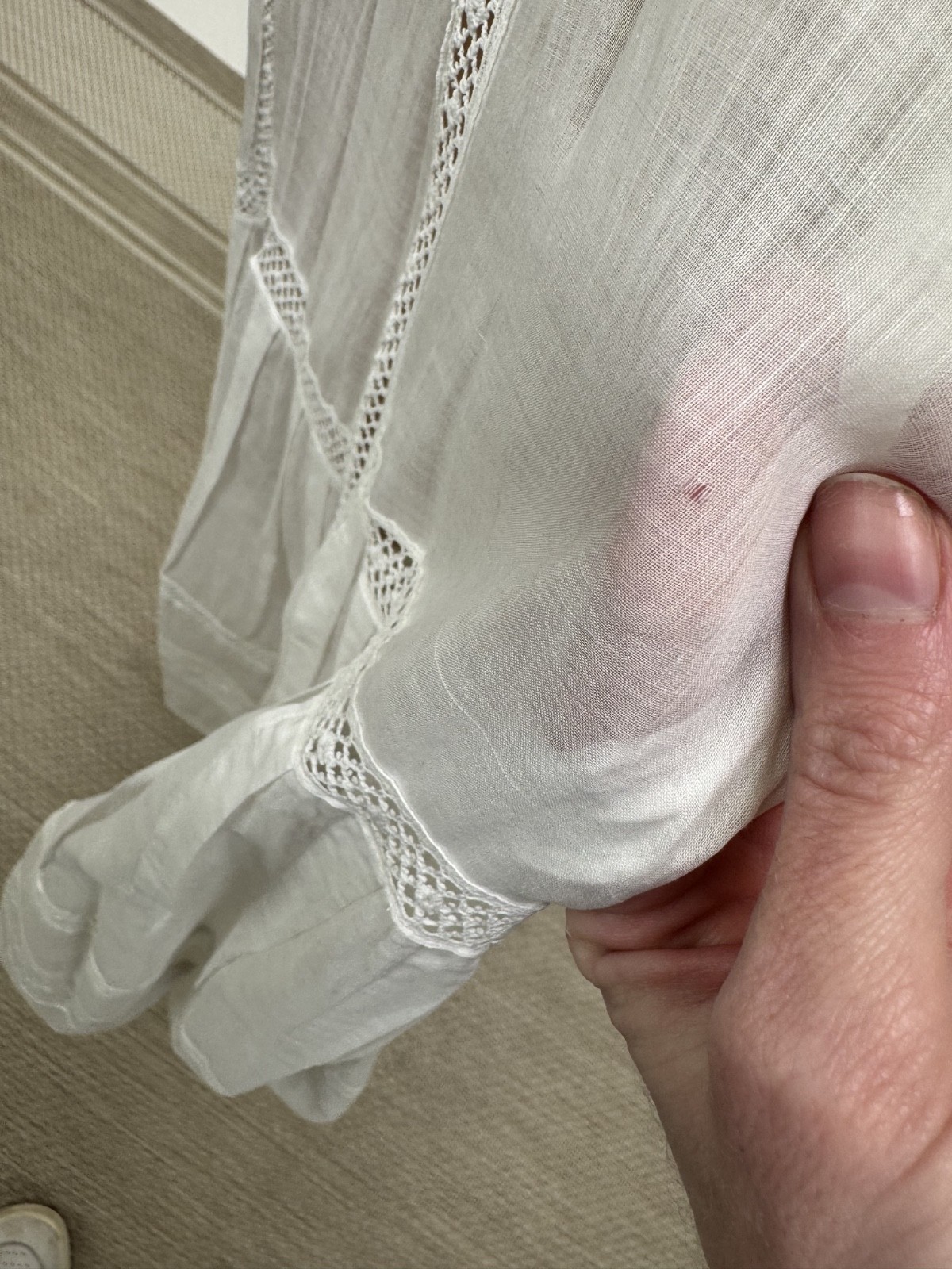Antique Victorian Edwardian White lace Embroidered Cotton Tea Dress two piece