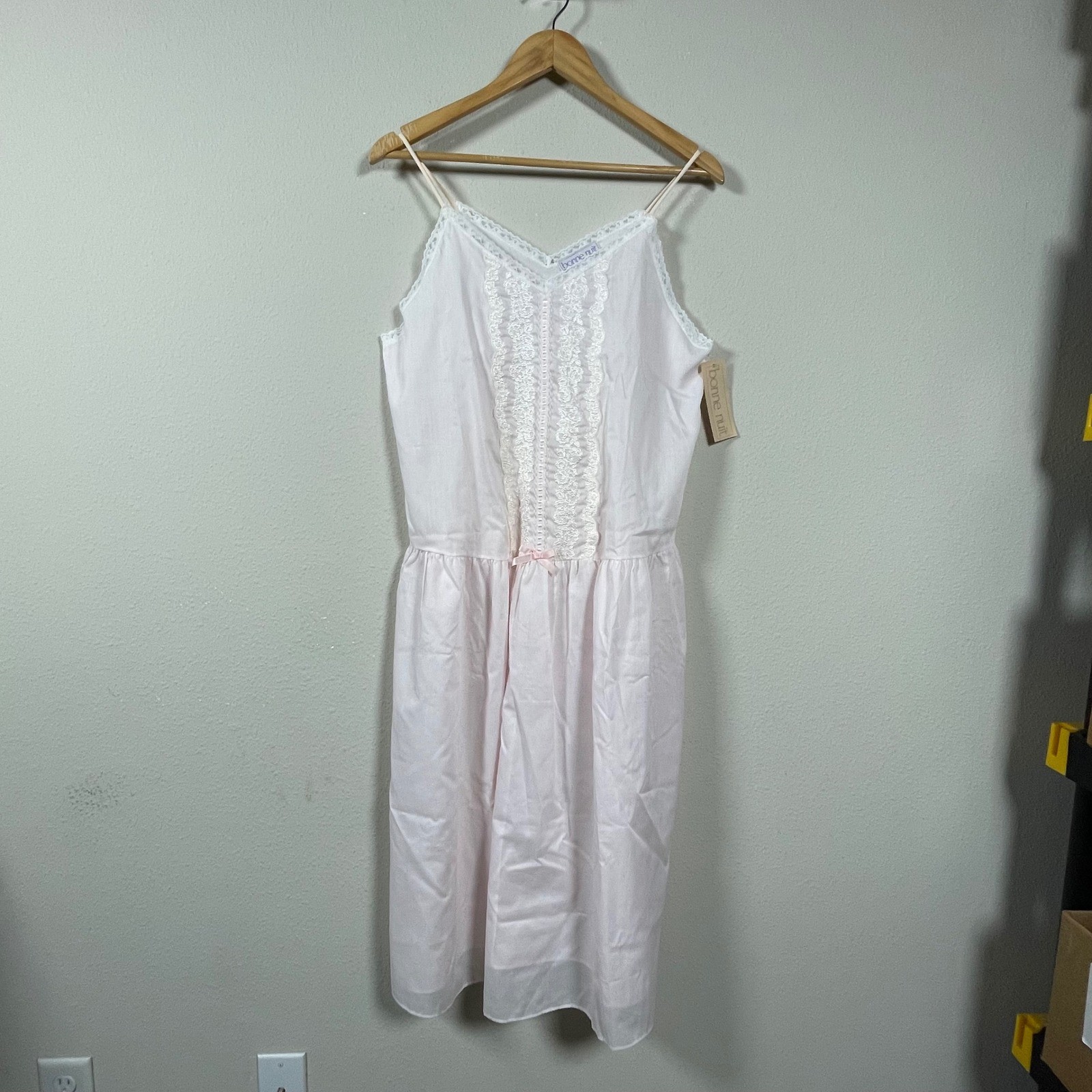 Bonne Nuit Nightgown Womens Pink Embroidery Cottagecore Vintage Sleepwear NWT