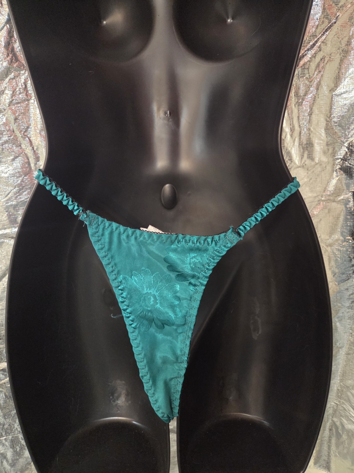 NEW Vintage Silky Green Gemini Intimates Panty String Thong Size Large 7