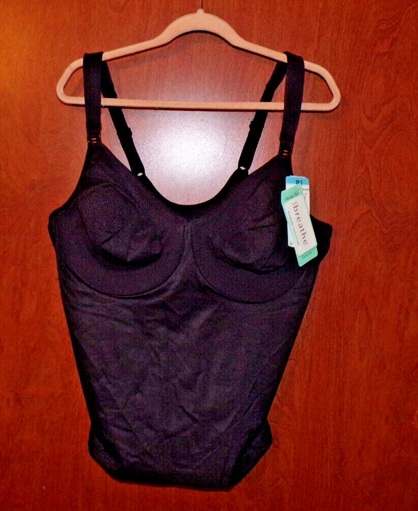Vintage Vanity Fair Body Breathe Control cami 38c Black NWT