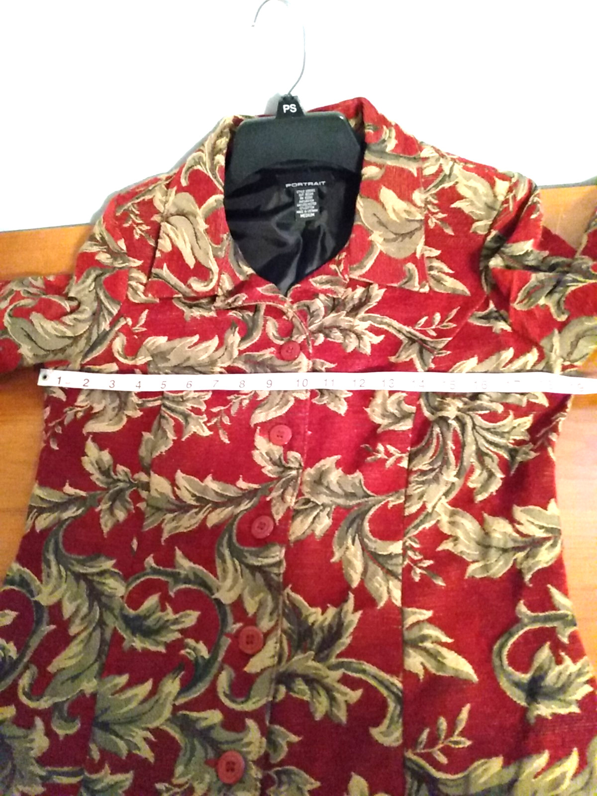 PORTRAIT 90s Lined Red and Gold Tapestry Jacquard Floral Coat/Jacket Long Boho