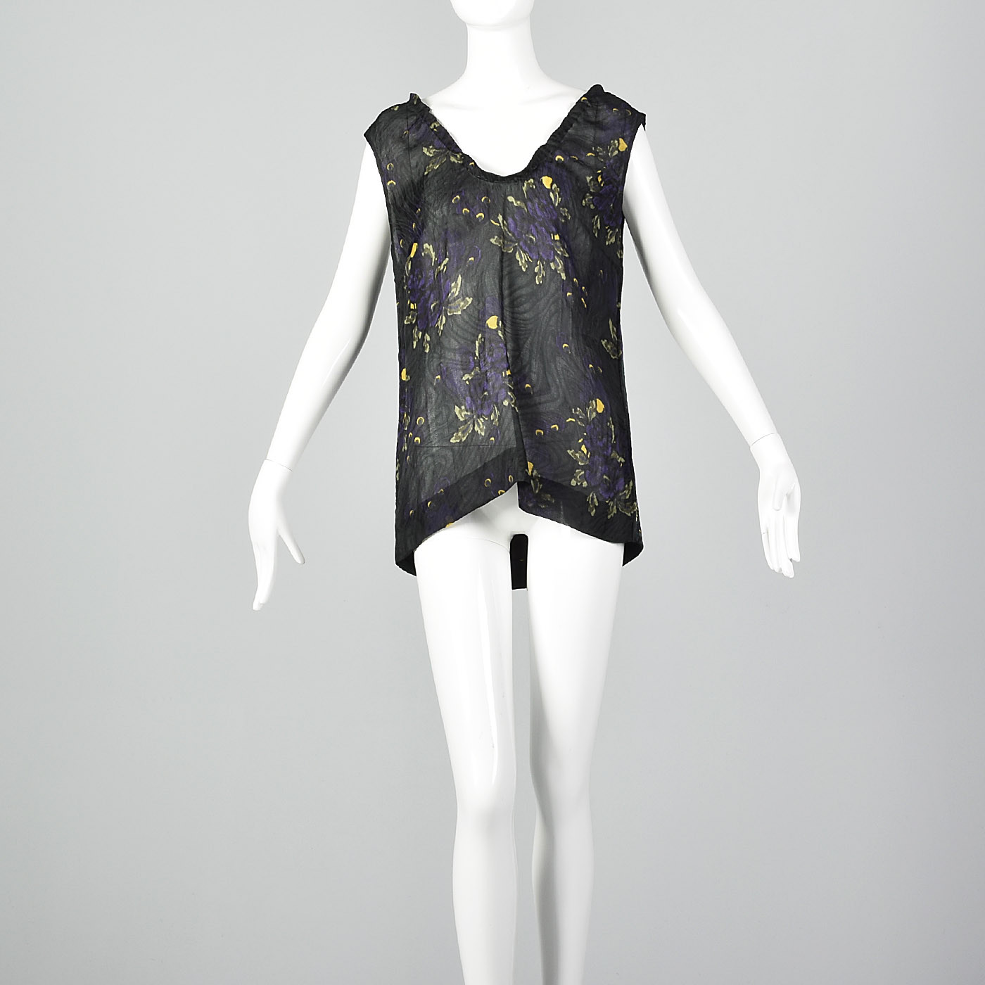 Medium 2010s Marni Silk Wool Tank Top Sleeveless Tank Purple Floral French Seams