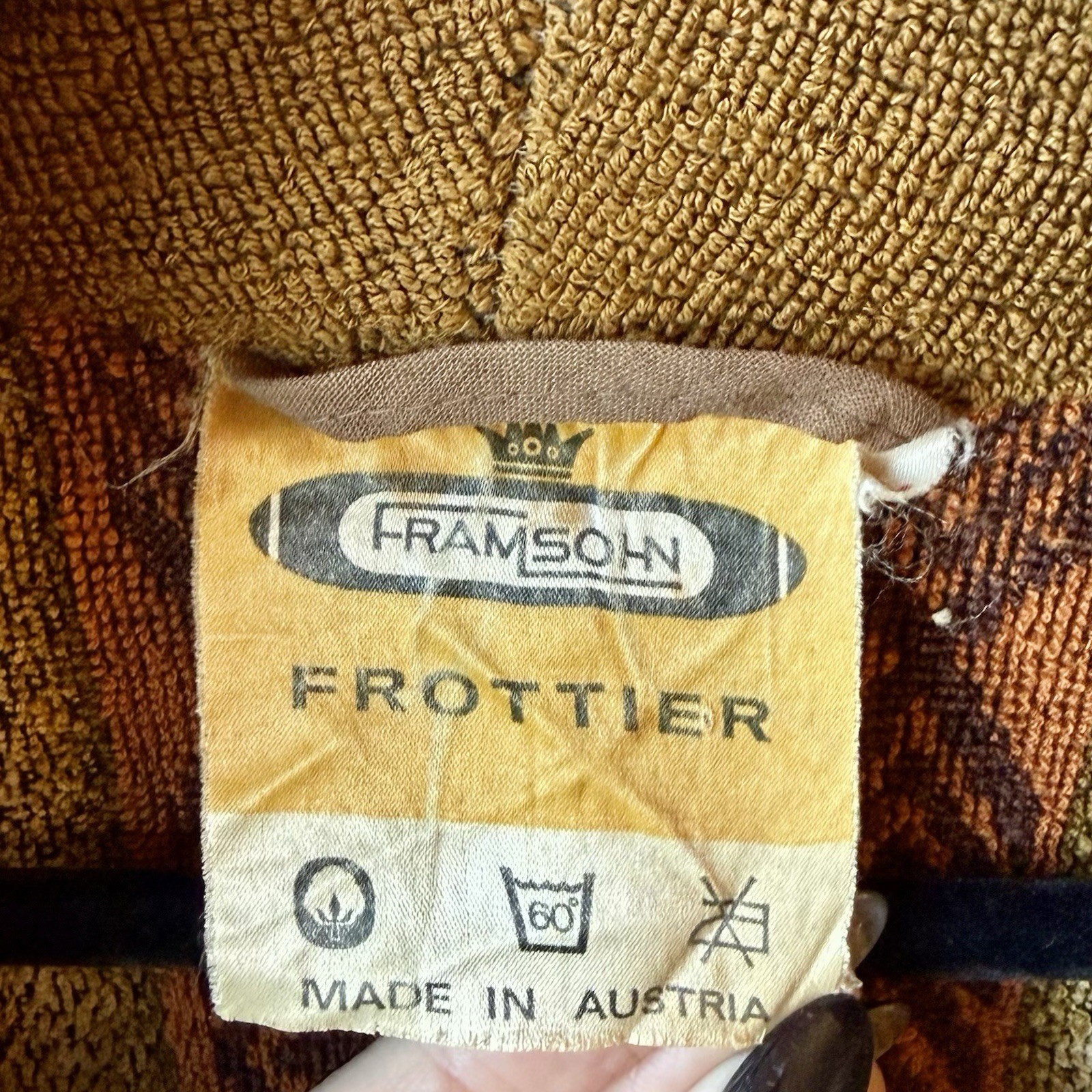 Vintage Framsohn Frottier Austrian Terry Cloth Robe Belted Shawl Collar Unisex