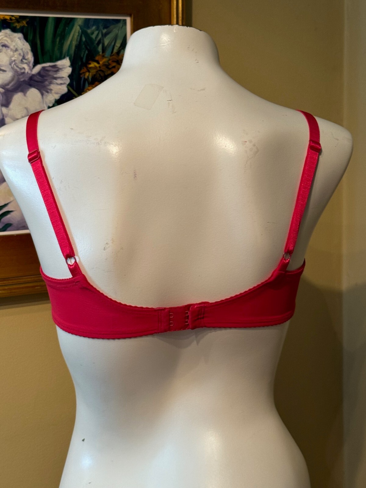 VINTAGE WACOAL 85199 ~ RED ARABESQUE SEMI SHEER FULL FIGURE UNDERWIRE BRA 34C