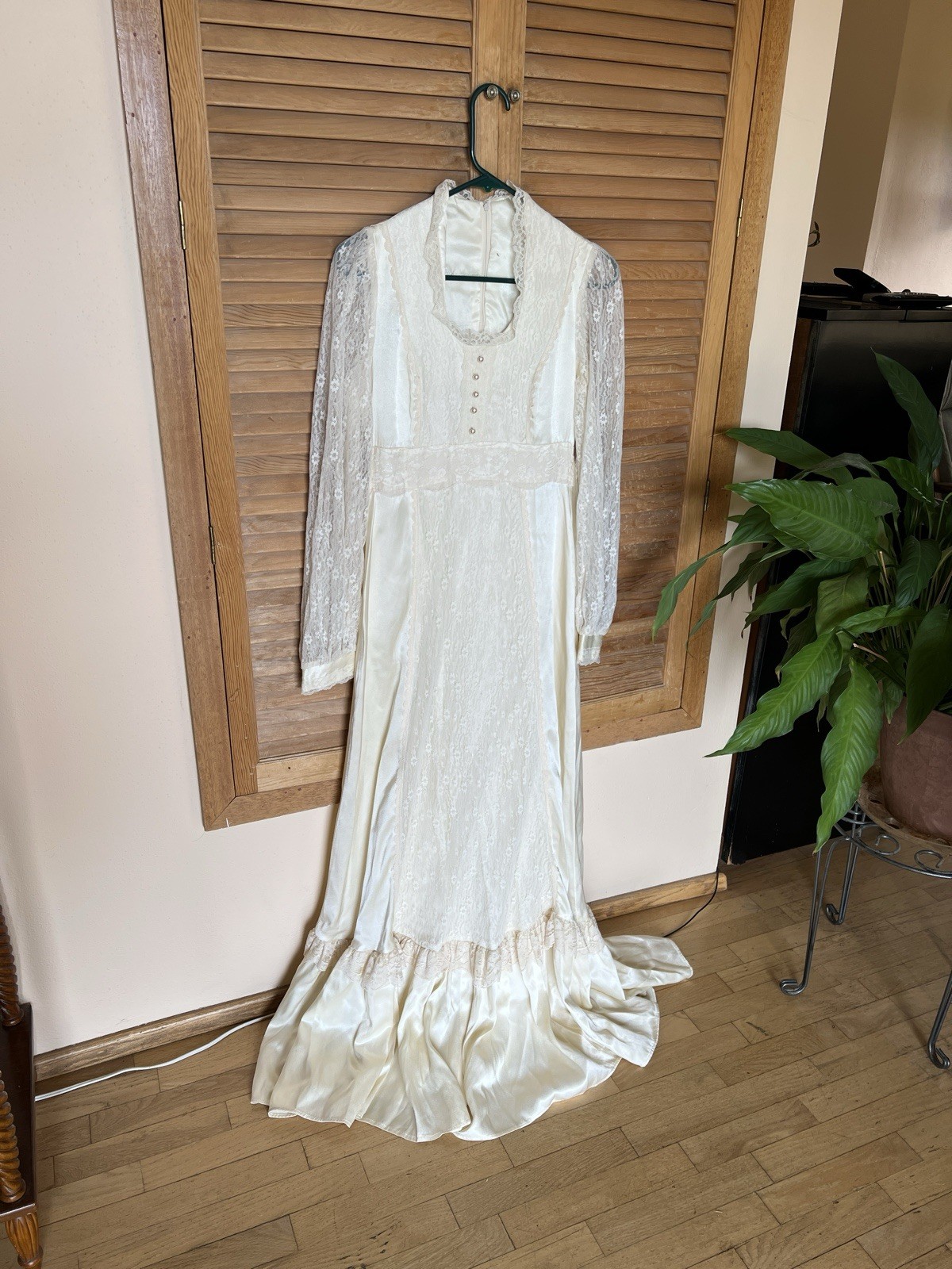 Gunne Sax Jessica McClintock 1970s Vintage Ivory Lace Victorian Dress Size 7