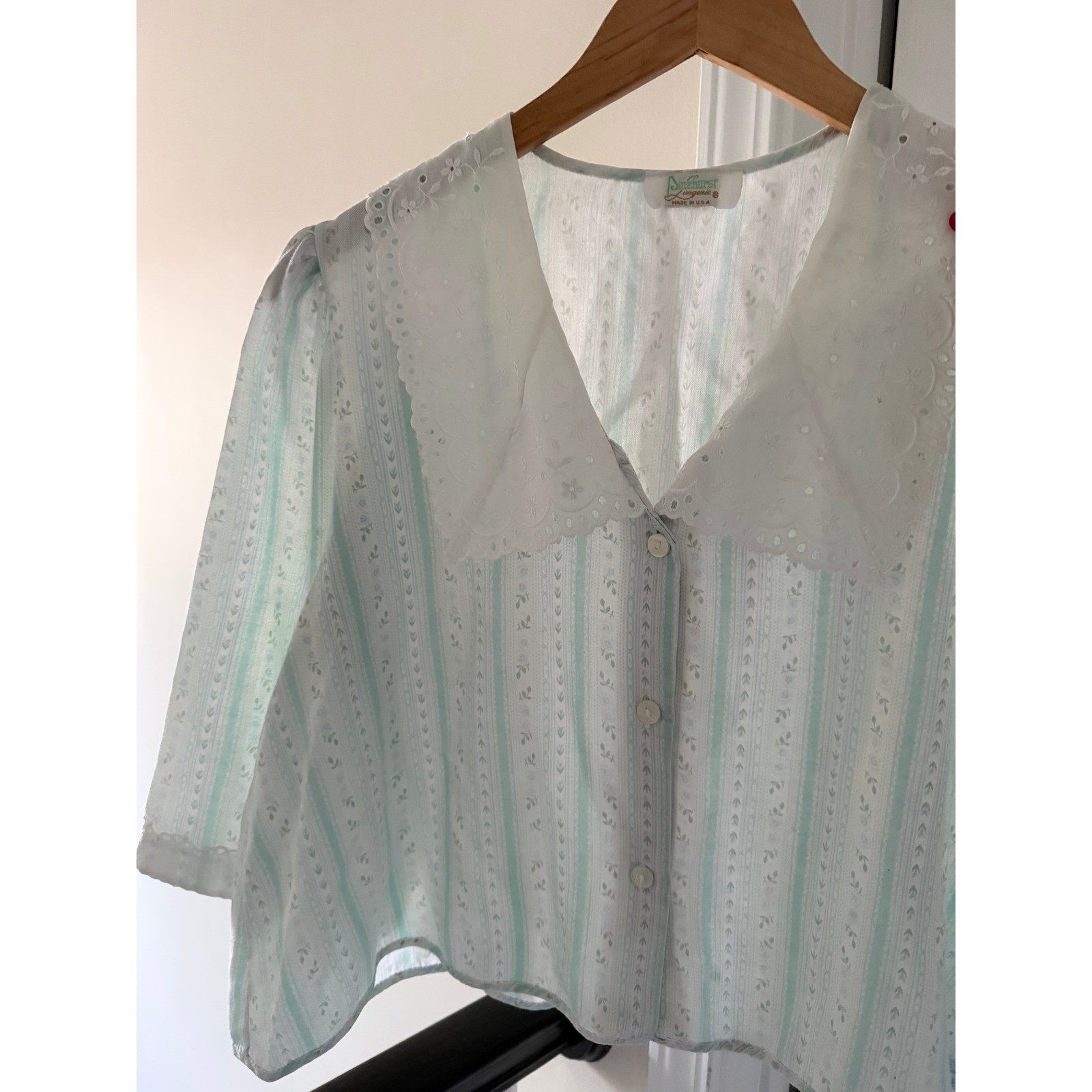 Vintage Womens Prairie Button Down Peter Pan Collar Cottagecore