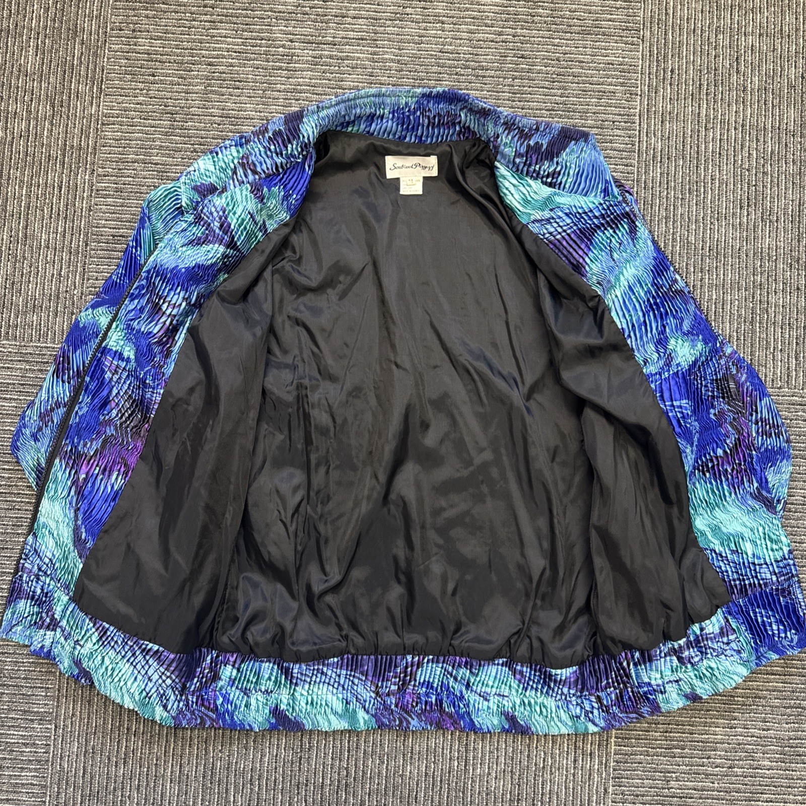 80’s 90’s Vintage Blue Purple Green Bomber Jacket Southwest Pizzazz M Ripple