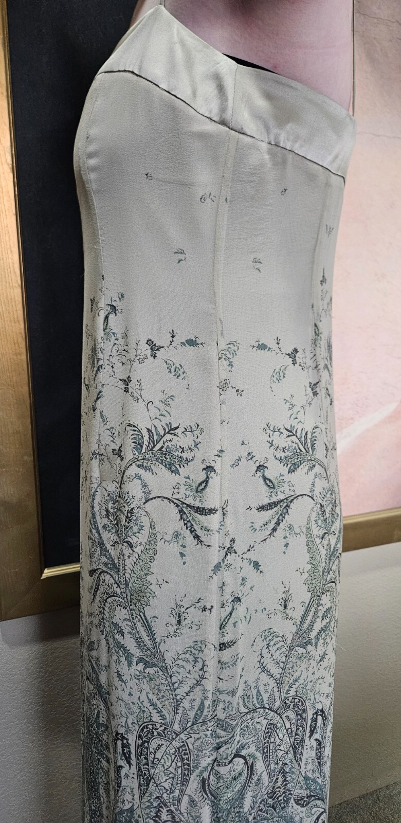 vintage Emanuel Ungaro Silk Mehndi Paisley Print Long Maxi Dress 12 46