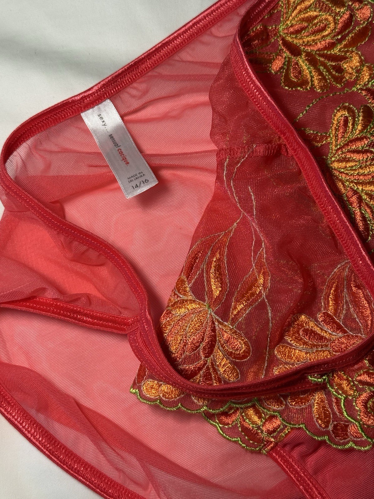 Vintage Y2K Cacique Satin Sheer Double String Bikini Panties Size 14/16