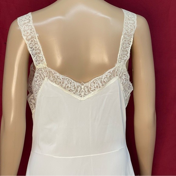 Vintage 1950s Charmode Sears Roebuck Lace Full-Length Slip Sleep Dress 36 Small