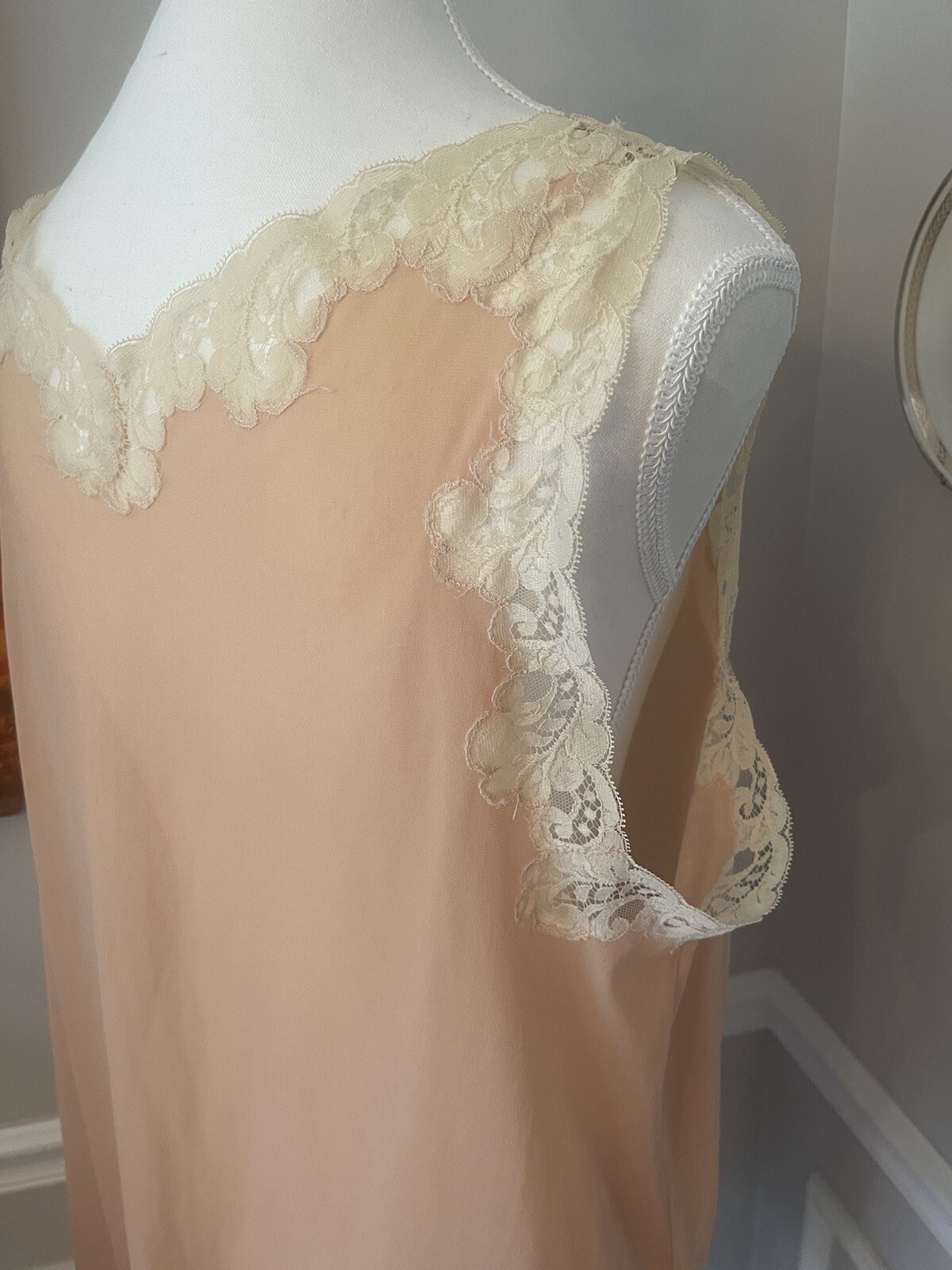 Emilio Pucci For Formfit Rogers Lace Top Slip Dress Lingerie Sz 12-14 Blush Pink