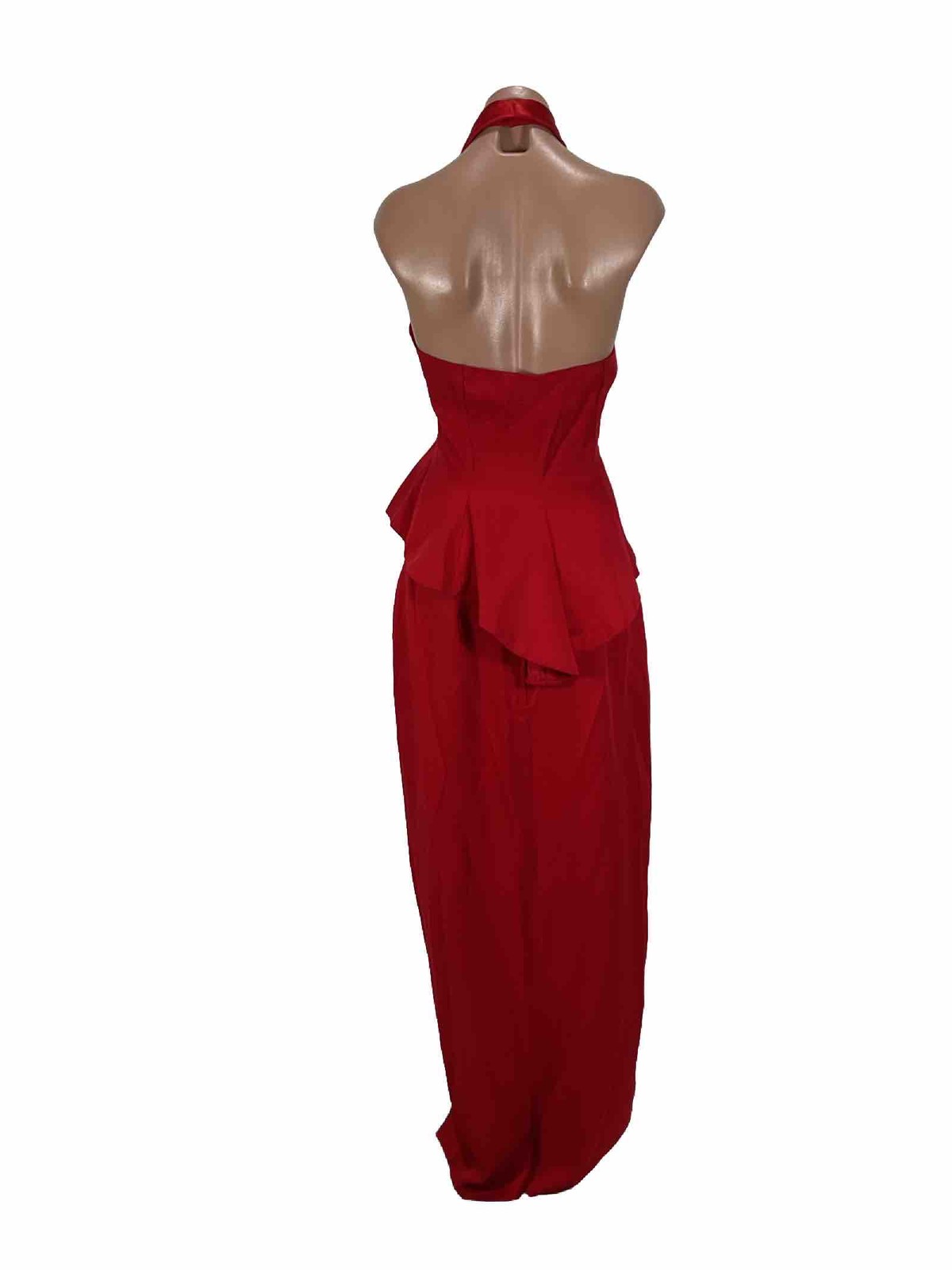 Vintage 80s Red Halter Tuxedo Evening Gown 2pc Set Mother Party Prom Evening 14