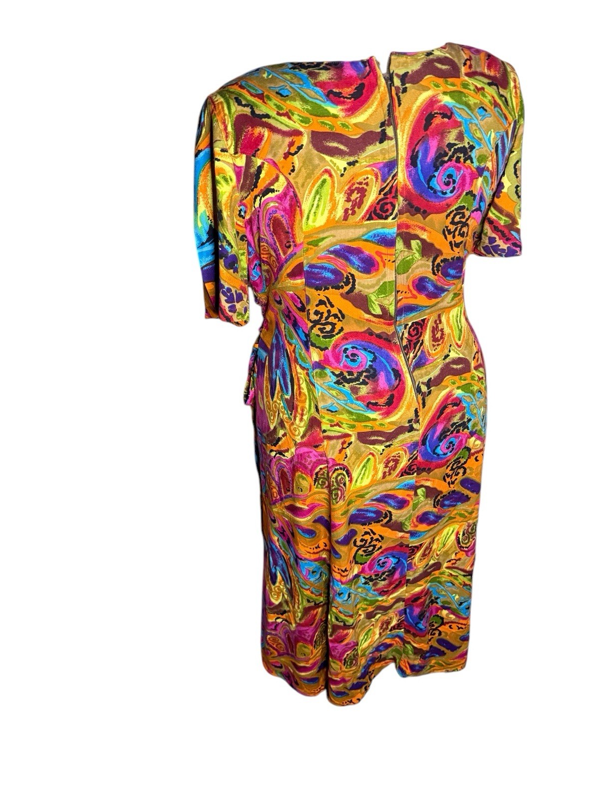 VTG Diana Retro abstract Whimsigoth ART TO WEAR tie side Bohemian Dress SZ 18