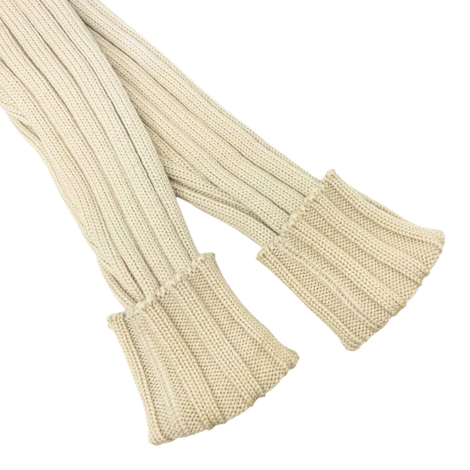CHANEL Vintage 01A CC Logo Rib Knit Turtleneck Sweater Top #42 Beige 902074