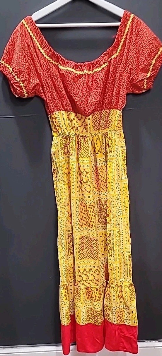 Woman’s Dress Hippie Peasant Boho Maxi Dress Lightweight Renaissance Size Small