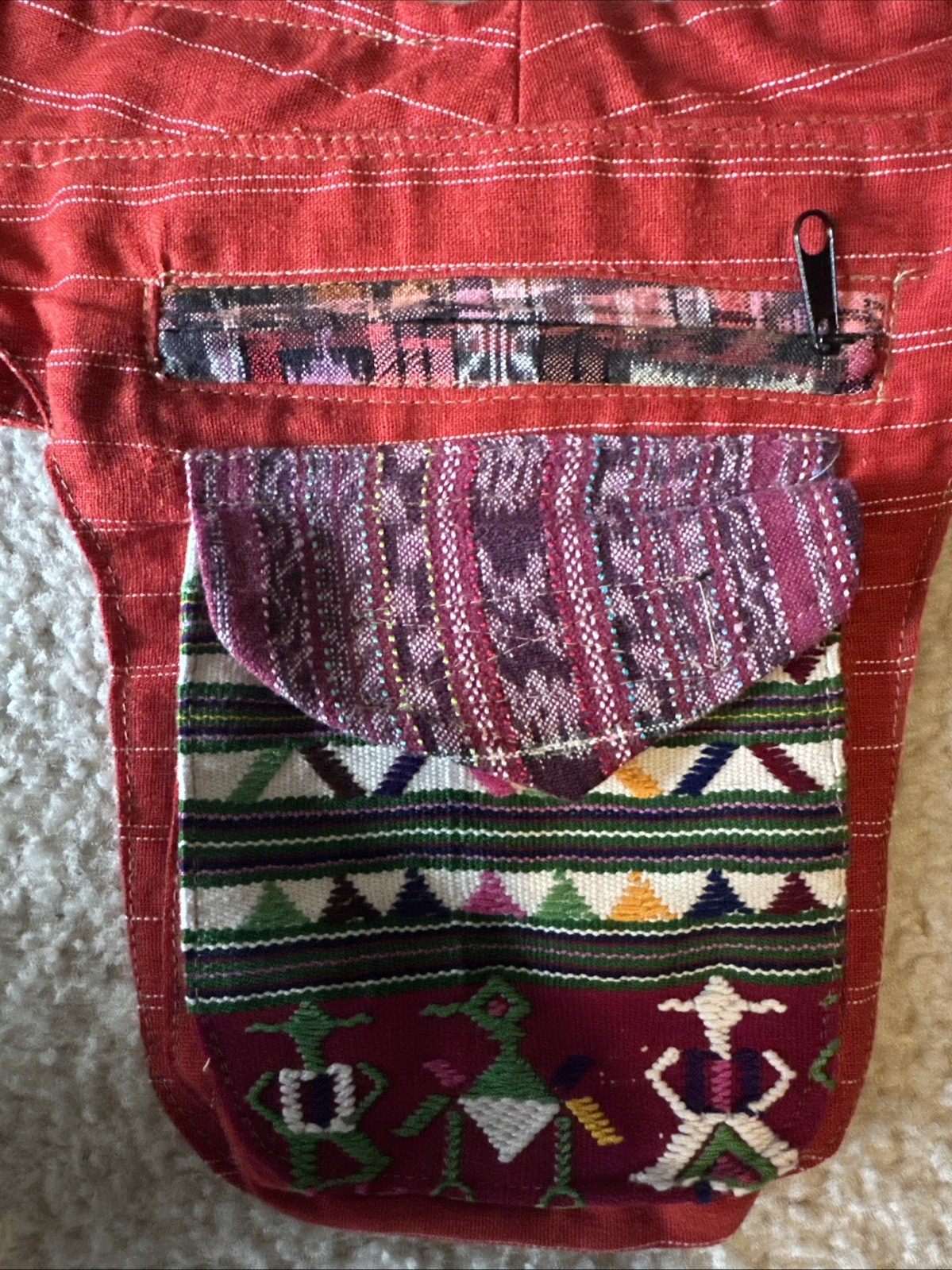 Guatemala Stitch work Button Waist Patch Belt Zip