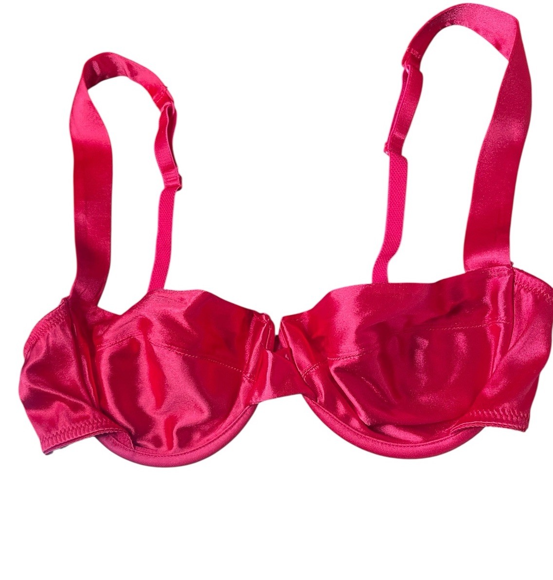 Vintage Victoria&rsquo;s Secret Gold Label Second Skin Satin Bra 34B Red Made In USA