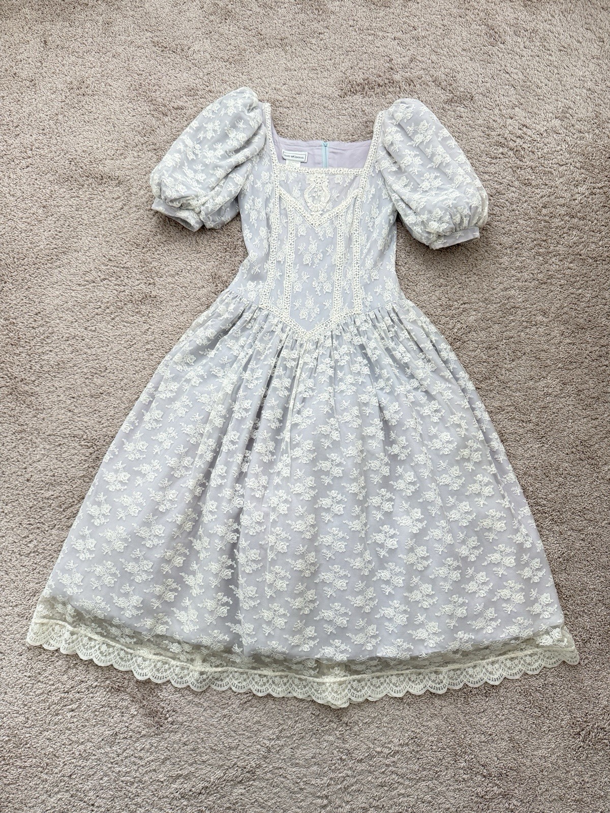 Vintage Scott McClintock Dress Lavender Size 8 Cottagecore Floral 80s PLace USA