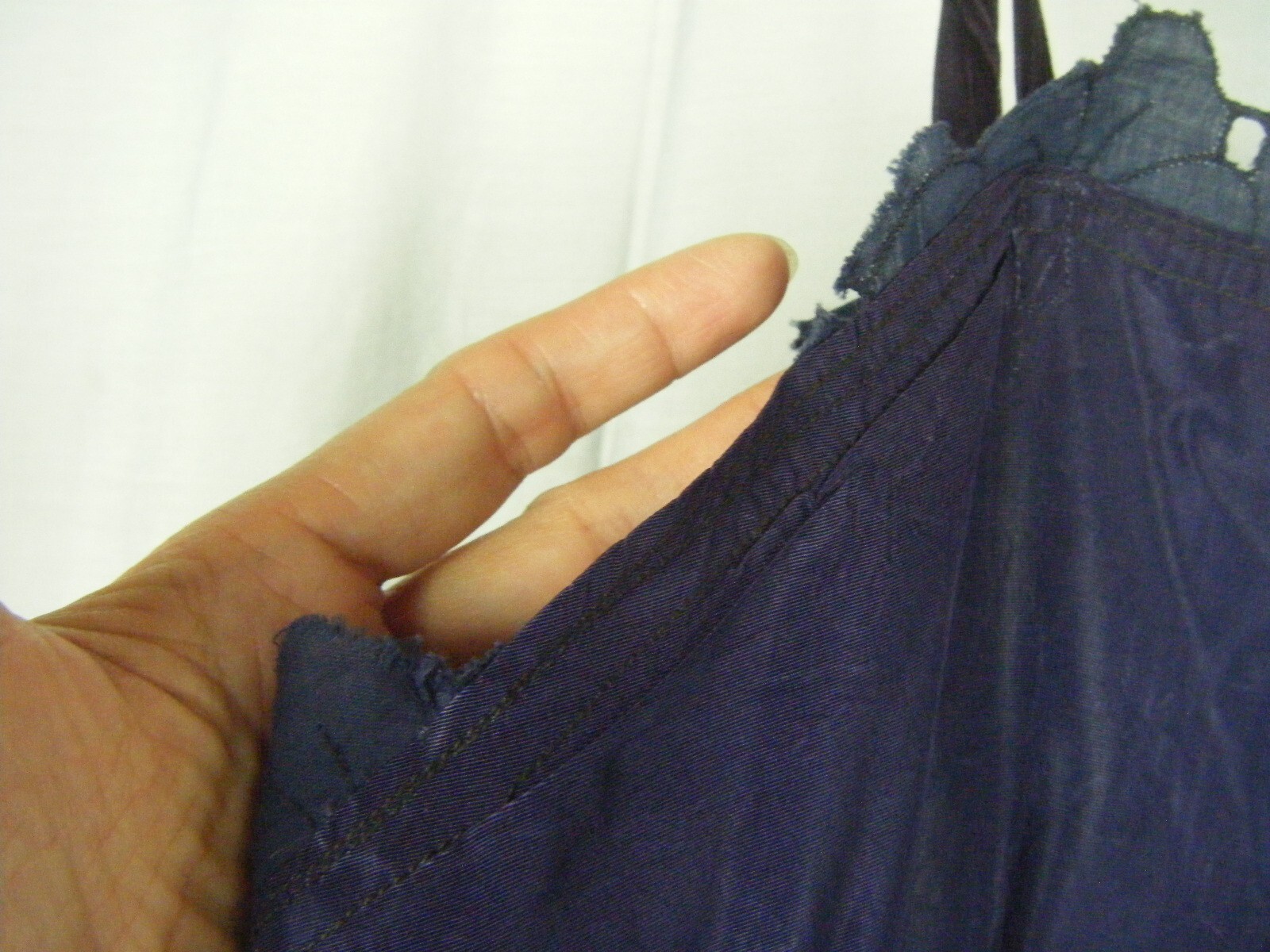 Antique 1927 Navy Blue Chiffon Silk Flapper Dress & note 3 pcs-Bust 38/2XS-XS
