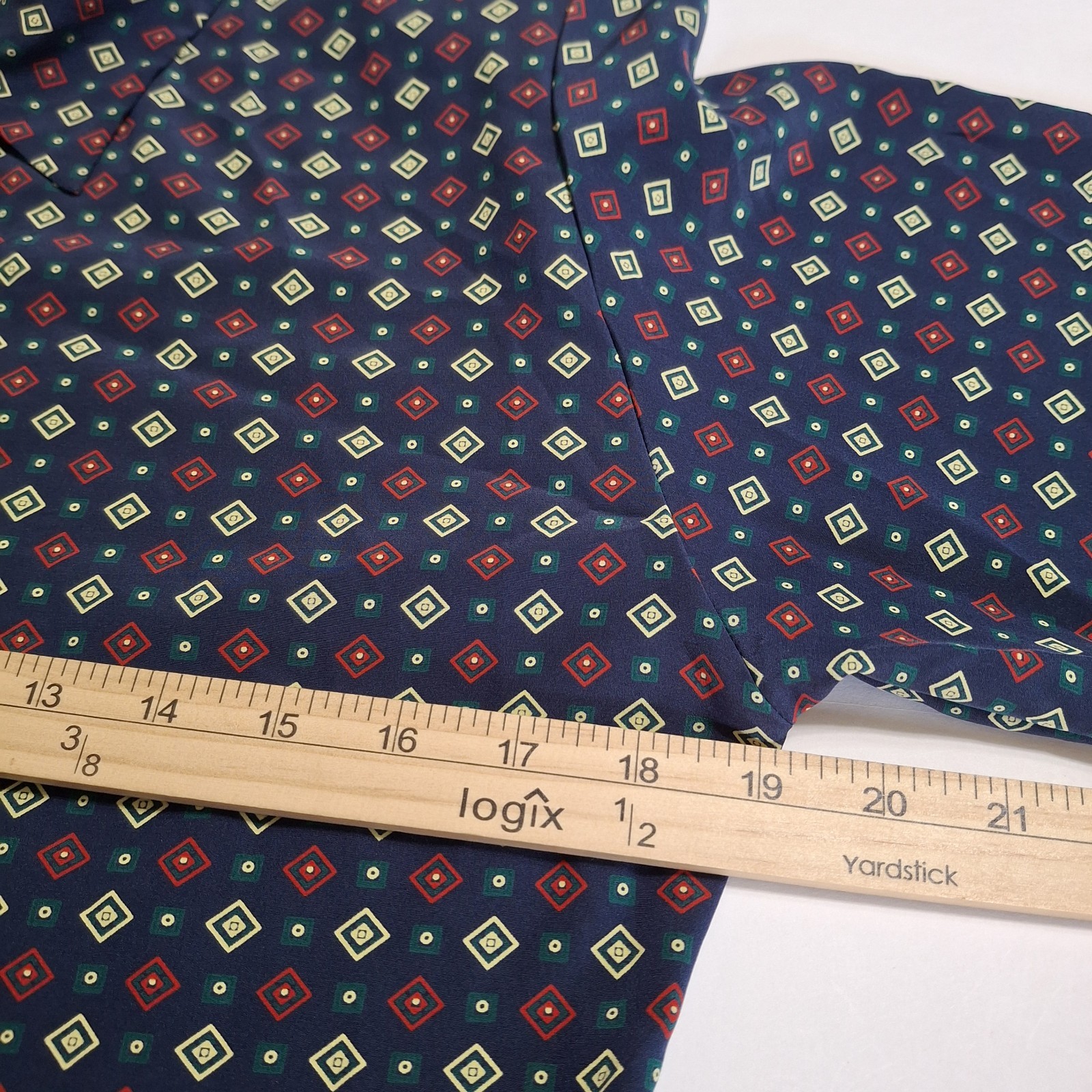 Pendleton Size 8 Blouse Vintage Button Accent Collar Blue Geometric Made In USA