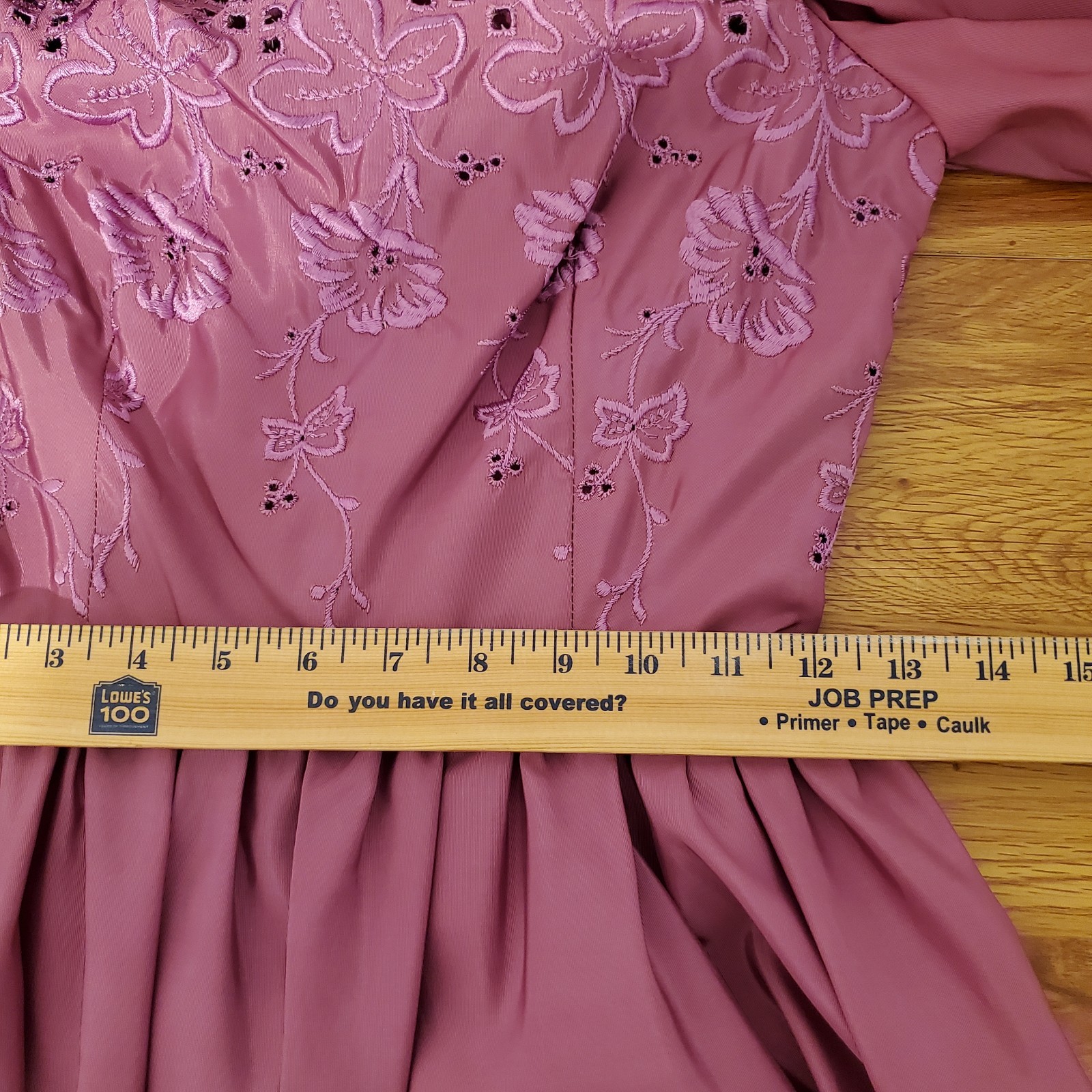 VTG Puff sleeve off shoulder taffeta mauve Prom Gown Dress 5/6 USA Union Made